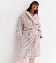 New Look Cream Borg Hooded Dressing Gown